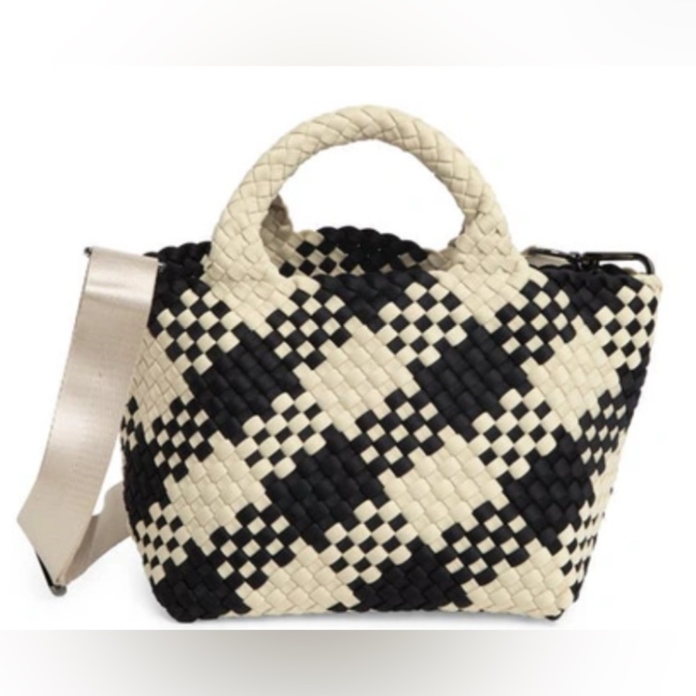 Naghedi Black and Cream Woven Tote